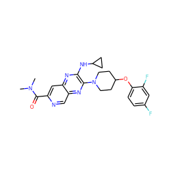 CN(C)C(=O)c1cc2nc(NC3CC3)c(N3CCC(Oc4ccc(F)cc4F)CC3)nc2cn1 ZINC000144538145