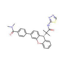 CN(C)C(=O)c1ccc(-c2ccc3c(c2)Oc2ccccc2[C@H]3C(C)(C)C(=O)Nc2nncs2)cc1 ZINC000073159137