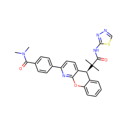 CN(C)C(=O)c1ccc(-c2ccc3c(n2)Oc2ccccc2[C@@H]3C(C)(C)C(=O)Nc2nncs2)cc1 ZINC000073157482