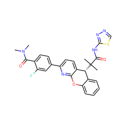 CN(C)C(=O)c1ccc(-c2ccc3c(n2)Oc2ccccc2[C@H]3C(C)(C)C(=O)Nc2nncs2)cc1F ZINC000073157488