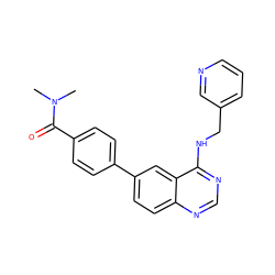 CN(C)C(=O)c1ccc(-c2ccc3ncnc(NCc4cccnc4)c3c2)cc1 ZINC000004258559