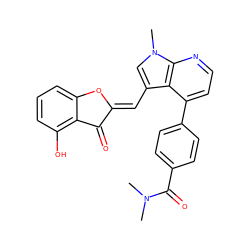 CN(C)C(=O)c1ccc(-c2ccnc3c2c(/C=C2\Oc4cccc(O)c4C2=O)cn3C)cc1 ZINC000049112563