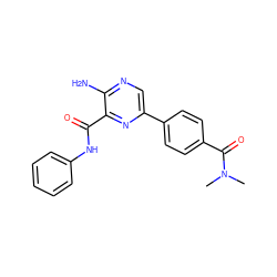 CN(C)C(=O)c1ccc(-c2cnc(N)c(C(=O)Nc3ccccc3)n2)cc1 ZINC000071296375