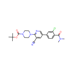 CN(C)C(=O)c1ccc(-c2cnc(N3CCN(C(=O)OC(C)(C)C)CC3)c(C#N)c2)cc1Cl ZINC000653829436