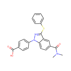 CN(C)C(=O)c1ccc2c(c1)c(Sc1ccccc1)nn2-c1ccc(C(=O)O)cc1 ZINC001772636203