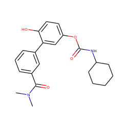 CN(C)C(=O)c1cccc(-c2cc(OC(=O)NC3CCCCC3)ccc2O)c1 ZINC000096273128