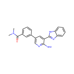 CN(C)C(=O)c1cccc(-c2cnc(N)c(-c3nc4ccccc4[nH]3)c2)c1 ZINC000653845467