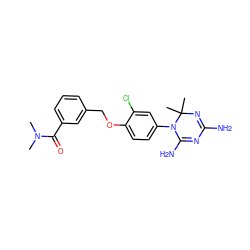 CN(C)C(=O)c1cccc(COc2ccc(N3C(N)=NC(N)=NC3(C)C)cc2Cl)c1 ZINC000000538490