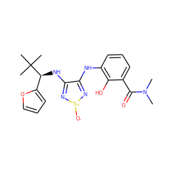 CN(C)C(=O)c1cccc(Nc2n[s+]([O-])nc2N[C@@H](c2ccco2)C(C)(C)C)c1O ZINC000253666651