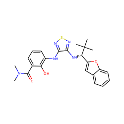 CN(C)C(=O)c1cccc(Nc2nsnc2N[C@@H](c2cc3ccccc3o2)C(C)(C)C)c1O ZINC000040393049