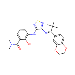 CN(C)C(=O)c1cccc(Nc2nsnc2N[C@@H](c2ccc3c(c2)OCCO3)C(C)(C)C)c1O ZINC000040951061