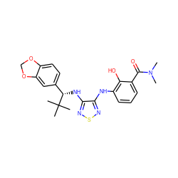 CN(C)C(=O)c1cccc(Nc2nsnc2N[C@@H](c2ccc3c(c2)OCO3)C(C)(C)C)c1O ZINC000040950699