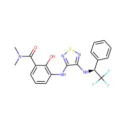 CN(C)C(=O)c1cccc(Nc2nsnc2N[C@@H](c2ccccc2)C(F)(F)F)c1O ZINC000040393458