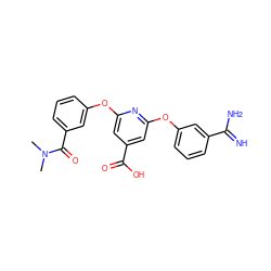 CN(C)C(=O)c1cccc(Oc2cc(C(=O)O)cc(Oc3cccc(C(=N)N)c3)n2)c1 ZINC000013474064