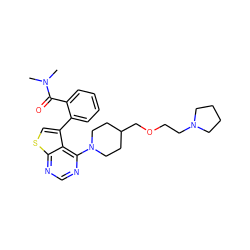 CN(C)C(=O)c1ccccc1-c1csc2ncnc(N3CCC(COCCN4CCCC4)CC3)c12 ZINC000146517116