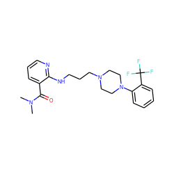 CN(C)C(=O)c1cccnc1NCCCN1CCN(c2ccccc2C(F)(F)F)CC1 ZINC000013764553