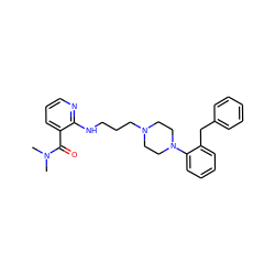 CN(C)C(=O)c1cccnc1NCCCN1CCN(c2ccccc2Cc2ccccc2)CC1 ZINC000013764543