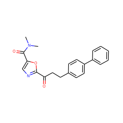 CN(C)C(=O)c1cnc(C(=O)CCc2ccc(-c3ccccc3)cc2)o1 ZINC000029135785