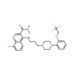 CN(C)C(=O)c1cnc2c(Cl)cccc2c1NCCCN1CCN(c2ccccc2OCC(F)(F)F)CC1 ZINC000026642588