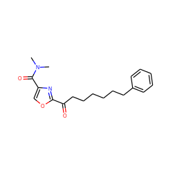 CN(C)C(=O)c1coc(C(=O)CCCCCCc2ccccc2)n1 ZINC000040391741