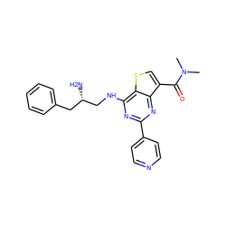 CN(C)C(=O)c1csc2c(NC[C@@H](N)Cc3ccccc3)nc(-c3ccncc3)nc12 ZINC000149144773