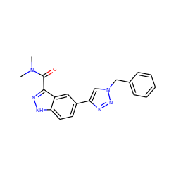 CN(C)C(=O)c1n[nH]c2ccc(-c3cn(Cc4ccccc4)nn3)cc12 ZINC000149176307