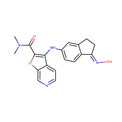 CN(C)C(=O)c1oc2cnccc2c1Nc1ccc2c(c1)CC/C2=N\O ZINC000066111941