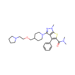 CN(C)C(=O)c1sc2c(c(N3CCC(COCCN4CCCC4)CC3)nn2C)c1-c1ccccc1 ZINC000205826897