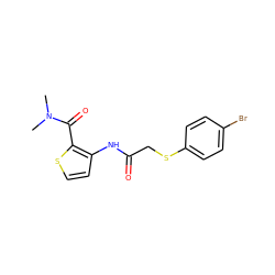 CN(C)C(=O)c1sccc1NC(=O)CSc1ccc(Br)cc1 ZINC000096283149