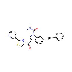 CN(C)C(=O)n1cc(C(=O)[C@@H]2CS[C@@H](c3cccnc3)N2)c2ccc(C#Cc3ccccc3)cc21 ZINC000013737534