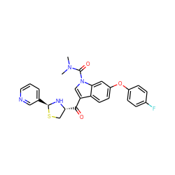 CN(C)C(=O)n1cc(C(=O)[C@@H]2CS[C@@H](c3cccnc3)N2)c2ccc(Oc3ccc(F)cc3)cc21 ZINC000013737526