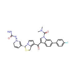 CN(C)C(=O)n1cc(C(=O)c2ccn3c2CS[C@@H]3C2=C/[N+](=N/C(N)=O)CC=C2)c2ccc(-c3ccc(F)cc3)cc21 ZINC000026738552