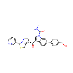 CN(C)C(=O)n1cc(C(=O)c2ccn3c2CS[C@@H]3c2cccnc2)c2ccc(-c3ccc(CO)cc3)cc21 ZINC000026731565