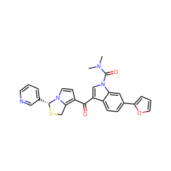 CN(C)C(=O)n1cc(C(=O)c2ccn3c2CS[C@@H]3c2cccnc2)c2ccc(-c3ccco3)cc21 ZINC000026742027