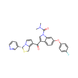 CN(C)C(=O)n1cc(C(=O)c2ccn3c2CS[C@@H]3c2cccnc2)c2ccc(Oc3ccc(F)cc3)cc21 ZINC000026736659