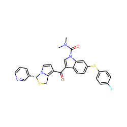 CN(C)C(=O)n1cc(C(=O)c2ccn3c2CS[C@@H]3c2cccnc2)c2ccc(Sc3ccc(F)cc3)cc21 ZINC000026739451