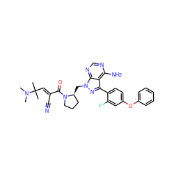 CN(C)C(C)(C)/C=C(\C#N)C(=O)N1CCC[C@@H]1Cn1nc(-c2ccc(Oc3ccccc3)cc2F)c2c(N)ncnc21 ZINC000224201195