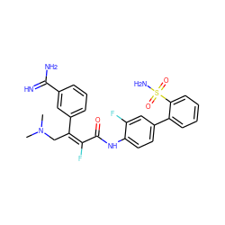 CN(C)C/C(=C(\F)C(=O)Nc1ccc(-c2ccccc2S(N)(=O)=O)cc1F)c1cccc(C(=N)N)c1 ZINC000013442388