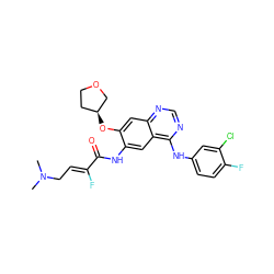 CN(C)C/C=C(\F)C(=O)Nc1cc2c(Nc3ccc(F)c(Cl)c3)ncnc2cc1O[C@H]1CCOC1 ZINC000145214115