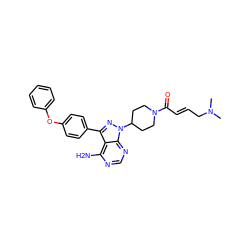 CN(C)C/C=C/C(=O)N1CCC(n2nc(-c3ccc(Oc4ccccc4)cc3)c3c(N)ncnc32)CC1 ZINC000113768390