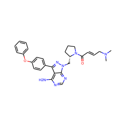 CN(C)C/C=C/C(=O)N1CCC[C@H]1Cn1nc(-c2ccc(Oc3ccccc3)cc2)c2c(N)ncnc21 ZINC000043200325