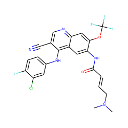 CN(C)C/C=C/C(=O)Nc1cc2c(Nc3ccc(F)c(Cl)c3)c(C#N)cnc2cc1OC(F)(F)F ZINC000013492813