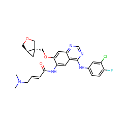 CN(C)C/C=C/C(=O)Nc1cc2c(Nc3ccc(F)c(Cl)c3)ncnc2cc1OC[C@@]12COC[C@@H]1C2 ZINC000148922021