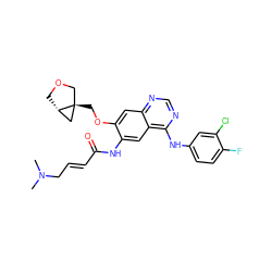 CN(C)C/C=C/C(=O)Nc1cc2c(Nc3ccc(F)c(Cl)c3)ncnc2cc1OC[C@]12COC[C@H]1C2 ZINC000148921425