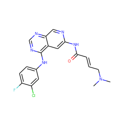 CN(C)C/C=C/C(=O)Nc1cc2c(Nc3ccc(F)c(Cl)c3)ncnc2cn1 ZINC001772580141