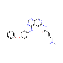 CN(C)C/C=C/C(=O)Nc1cc2c(Nc3ccc(Oc4ccccc4)cc3)ncnc2cn1 ZINC001772621973