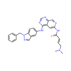 CN(C)C/C=C/C(=O)Nc1cc2c(Nc3ccc4c(cnn4Cc4ccccc4)c3)ncnc2cn1 ZINC001772592499