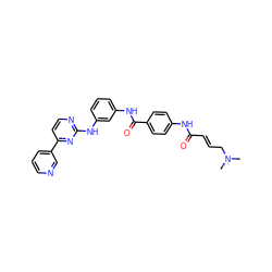 CN(C)C/C=C/C(=O)Nc1ccc(C(=O)Nc2cccc(Nc3nccc(-c4cccnc4)n3)c2)cc1 ZINC000089464829