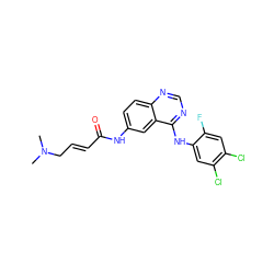 CN(C)C/C=C/C(=O)Nc1ccc2ncnc(Nc3cc(Cl)c(Cl)cc3F)c2c1 ZINC000013671607