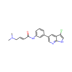 CN(C)C/C=C/C(=O)Nc1cccc(-c2cnc3[nH]cc(Cl)c3c2)c1 ZINC001772642737